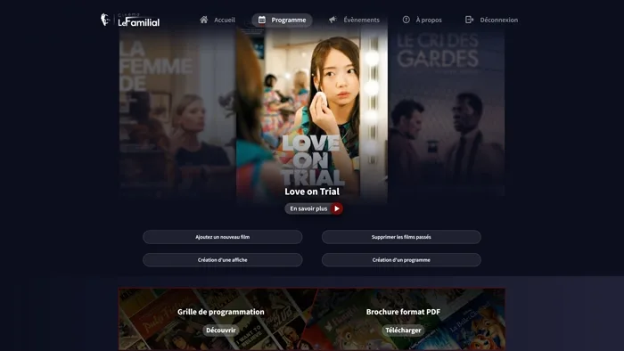 Cinema website homepage
